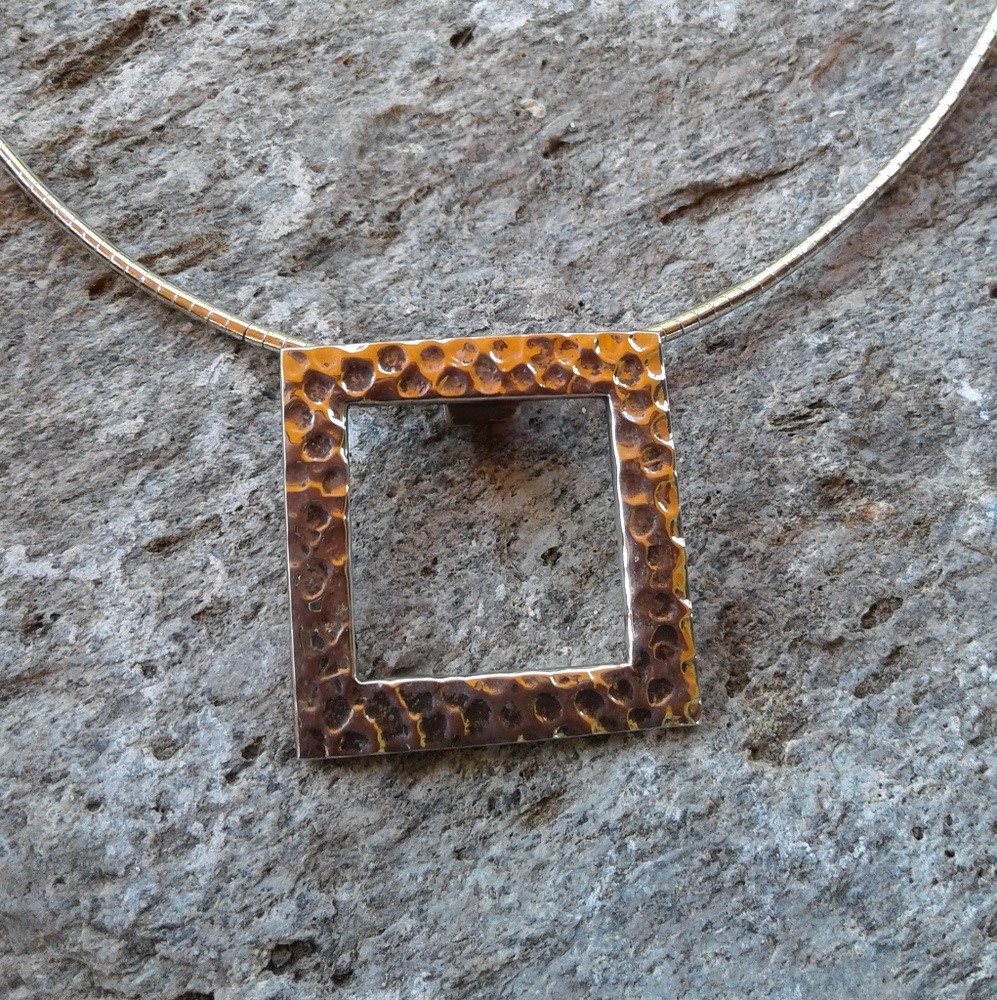 Sterling Silver Hammered Modern Necklace